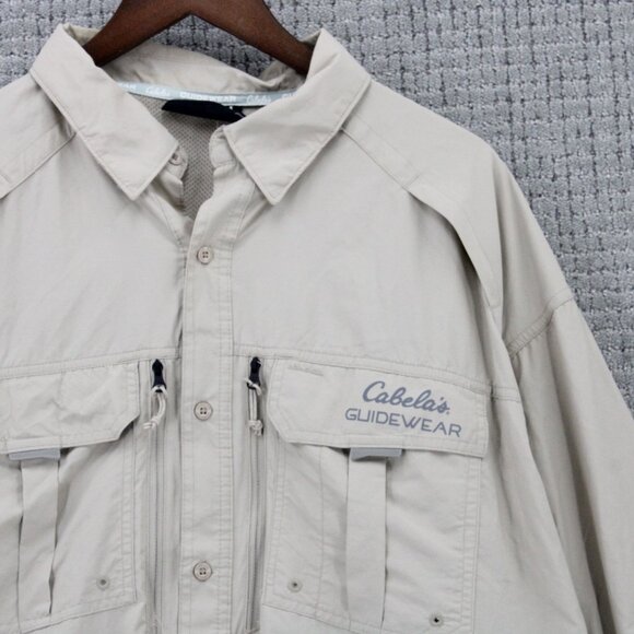 CABELAS Guidewear Shirt Mens 2XL Beige Button Down Performance Outdoor Hiking - Picture 3 of 9